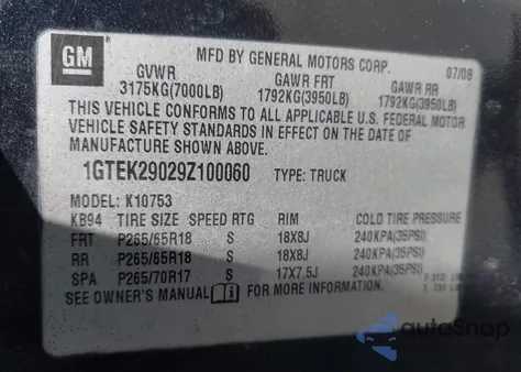 2009 GMC Sierra 1500 Sle z USA, uszkodzony, nr VIN 1GTEK29029Z100060